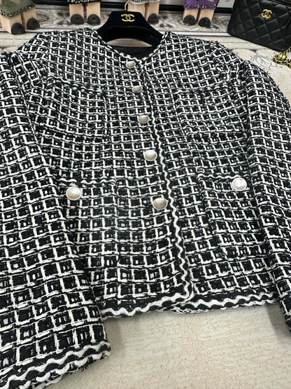 CC 25 Tweed Jacket Black White Cotton Polyester 251964