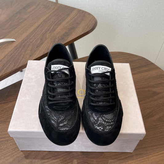 Jimmy Choo Sunny F Sneaker Black Lace Leather