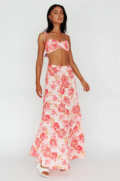 Gabbi Maxi Skirt Floral Print Pink