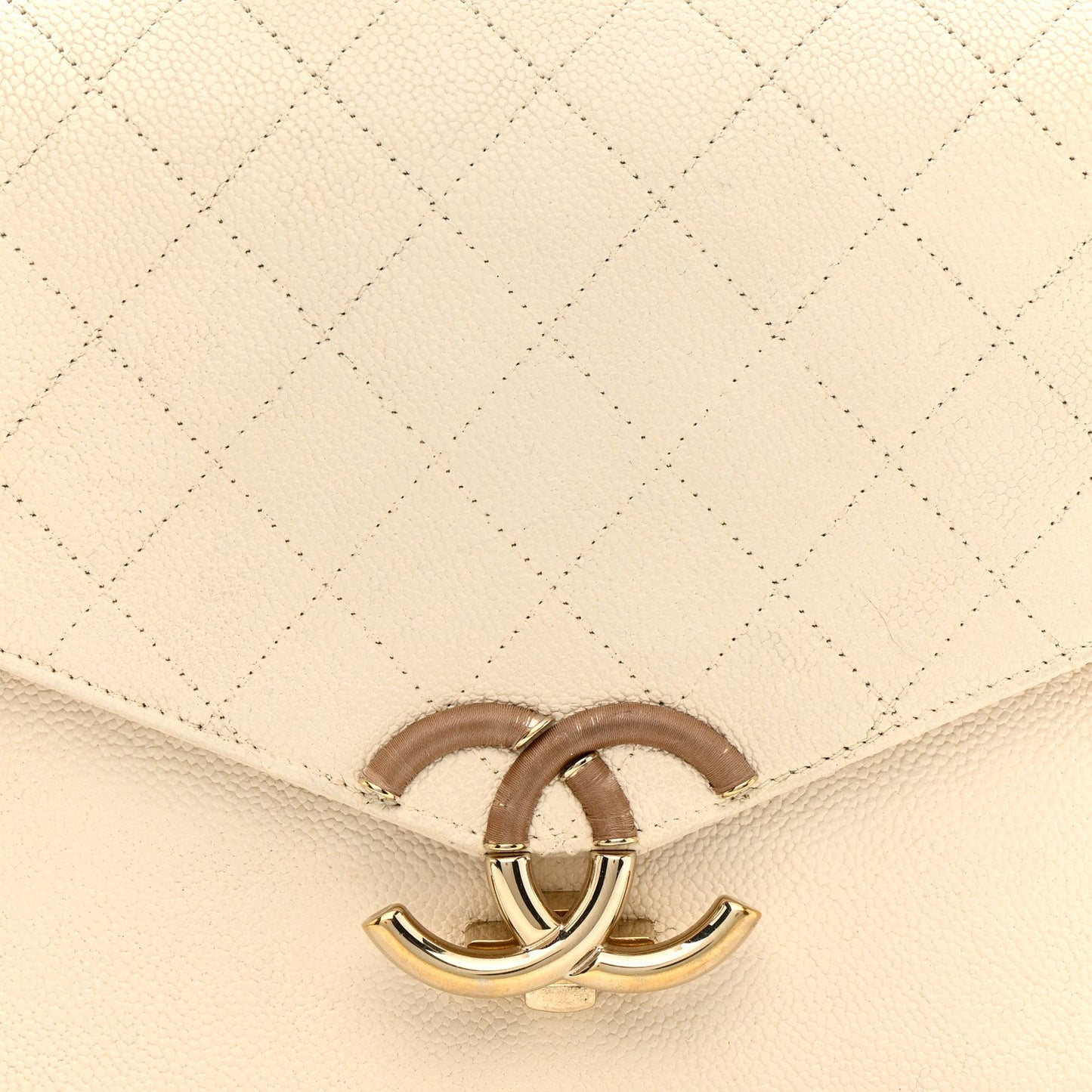 Grained Calfskin Quilted Small Cuba Top Handle Flap White