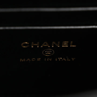 Caviar Quilted Double Chain Top Handle Flap With Chain Black