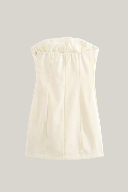 Minivestido sin tirantes con apliques florales 