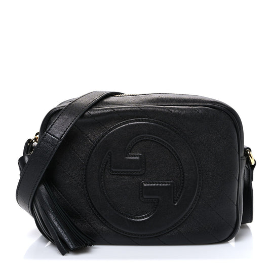Sakai Be Green Calfskin Diagonal Stitched Small Blondie Shoulder Bag Black