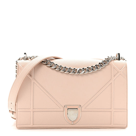 Grained Calfskin Medium Diorama Flap Bag Nude