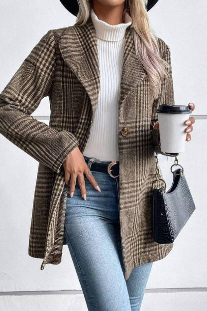 Chaqueta de manga larga con cuello a cuadros de Style Collection