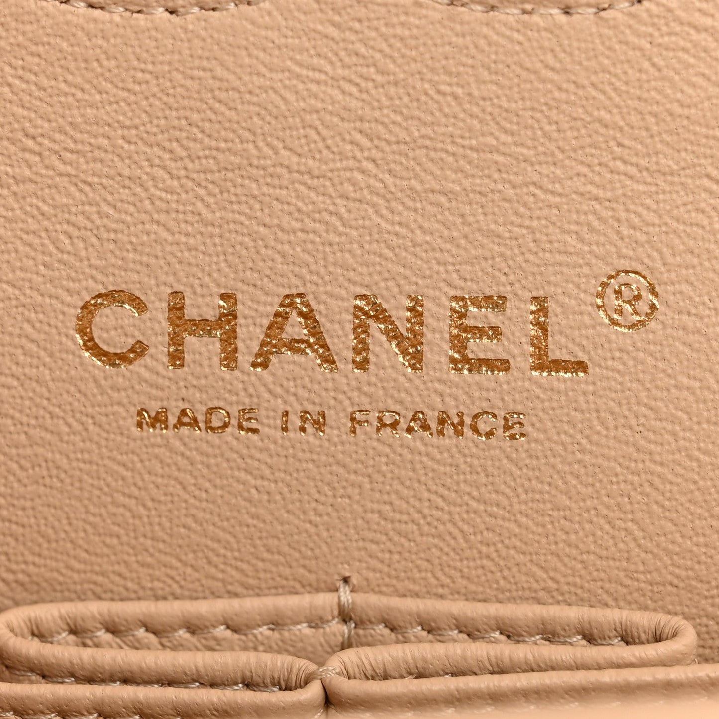 Lambskin Quilted Medium Double Flap Beige