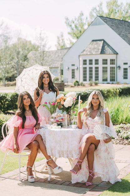 Rosie Shoulder Tie Midi DressPink