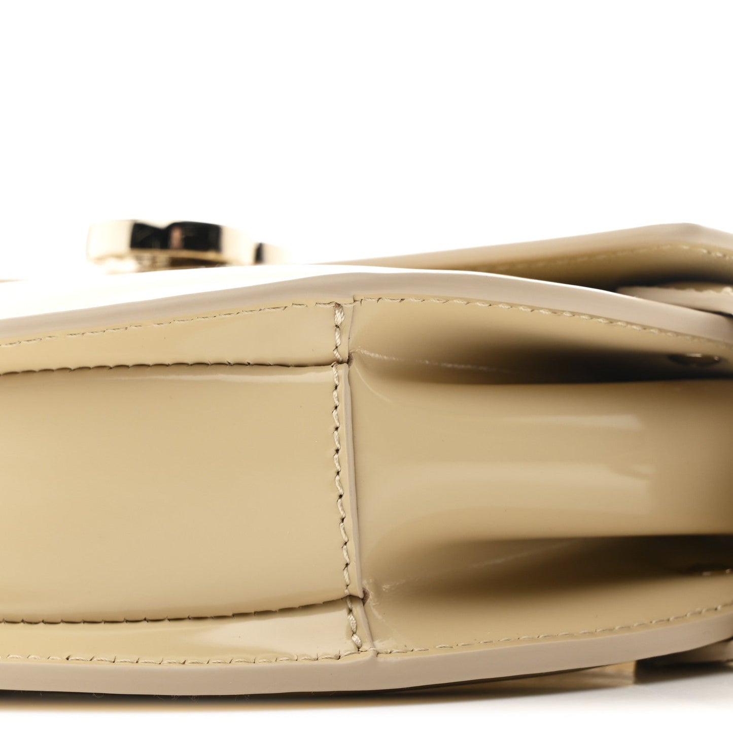 Patent Calfskin GG Half Moon Top Handle Bag Beige