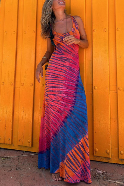 Vestido largo elástico con espalda cruzada
