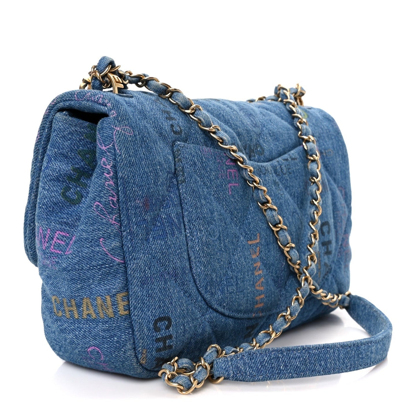 Denim Quilted Denim Large Mood Flap Blue Multicolor