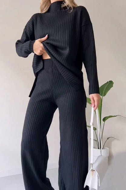Conjunto casual de dos piezas con abertura elegante