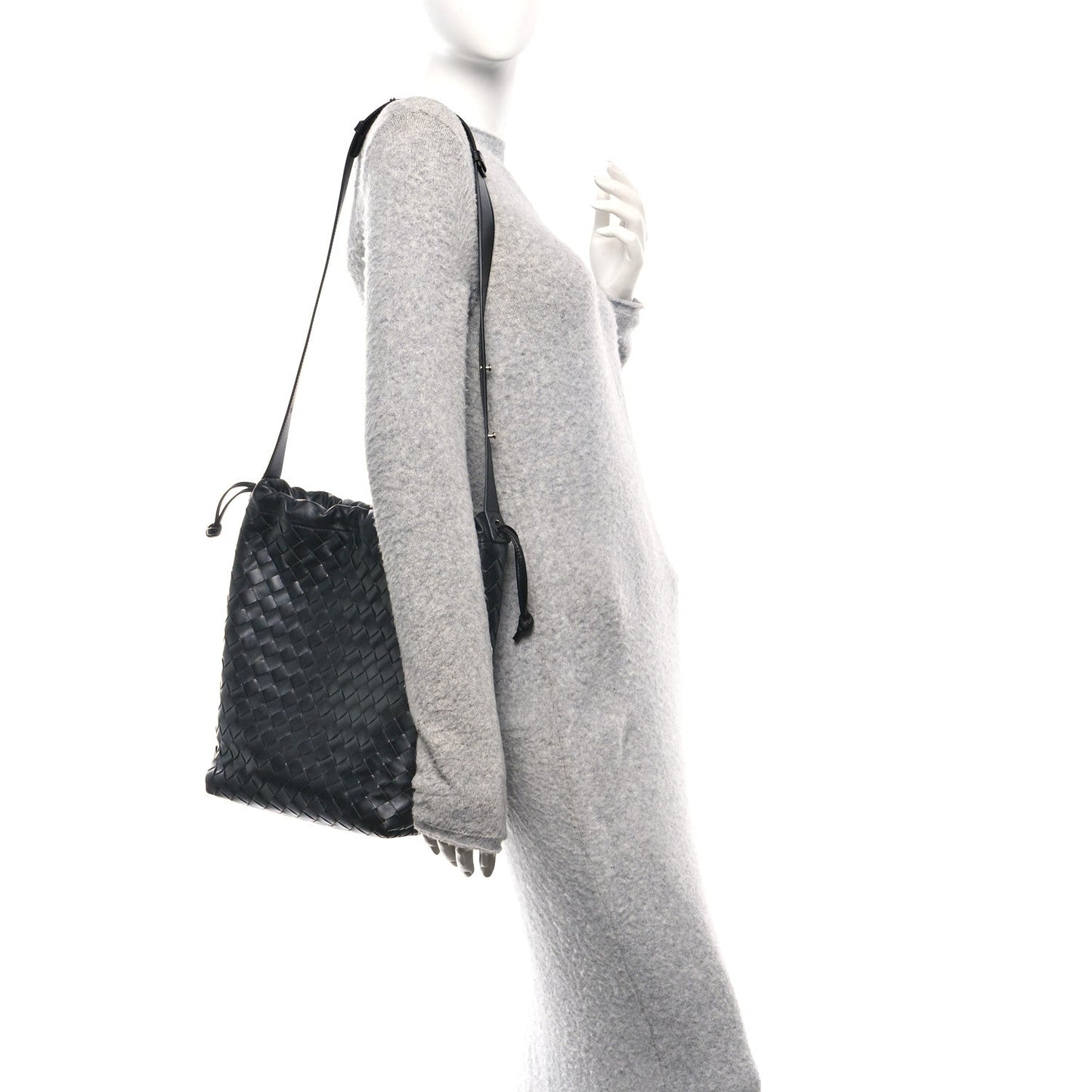 Nappa Intrecciato Biblioteca Bucket Bag Black