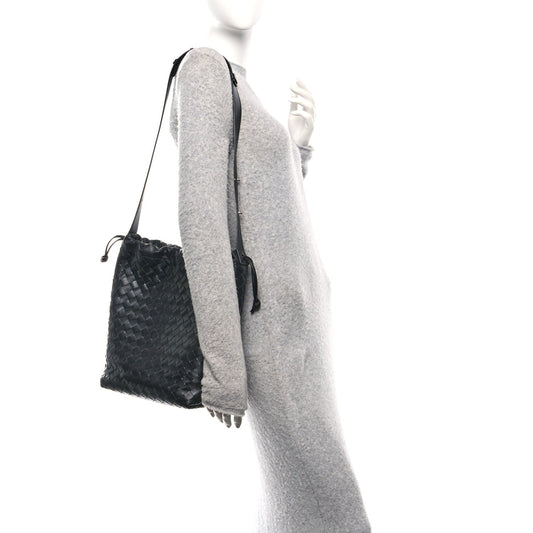 Nappa Intrecciato Biblioteca Bucket Bag Black