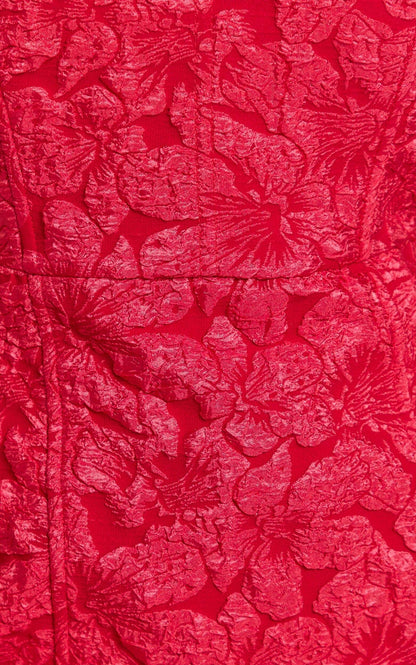 Brailey Mini Dress - Strapless Dress in Red Jacquard