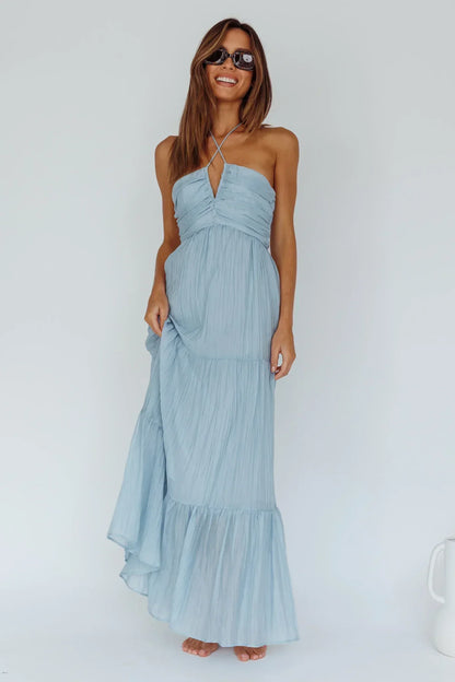 Asiah Halterneck Maxi Dress Ice Blue