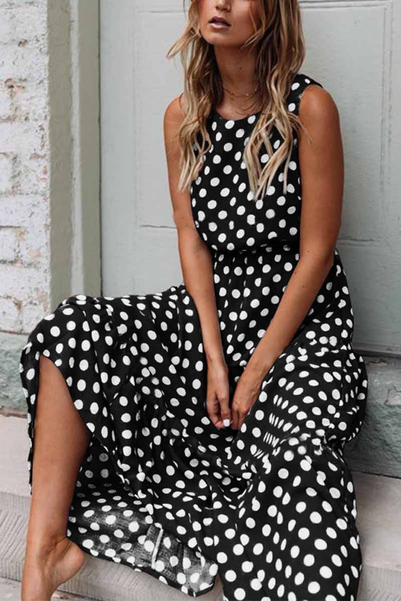 Vestido de lunares con cuello redondo (5 colores)