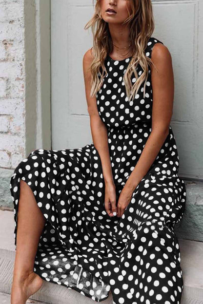 Vestido de lunares con cuello redondo (5 colores)