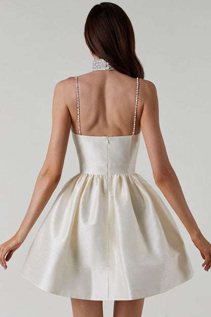 Sweet High-Waist Ruched Fluffy Mini Dress