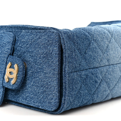 Washed Denim Quilted Mini Chanel 25 Handbag Blue