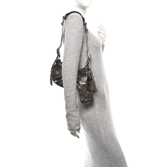 Metallic Agneau Arena Le Cagole Shoulder Bag XS Dark Bronze