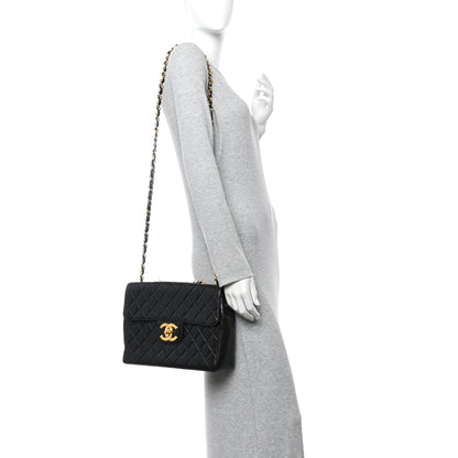 Lambskin Quilted Jumbo Single Flap Black