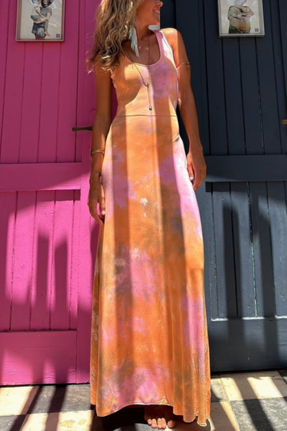 Vestido largo elástico con espalda cruzada