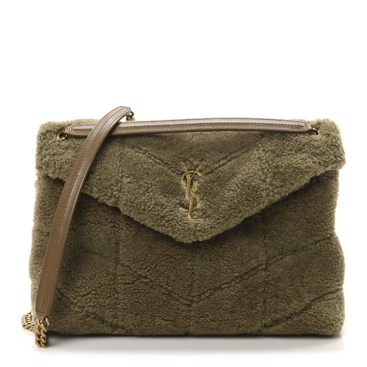 Shearling Quilted Small Loulou Monogram Chain Satchel Cinnamon
