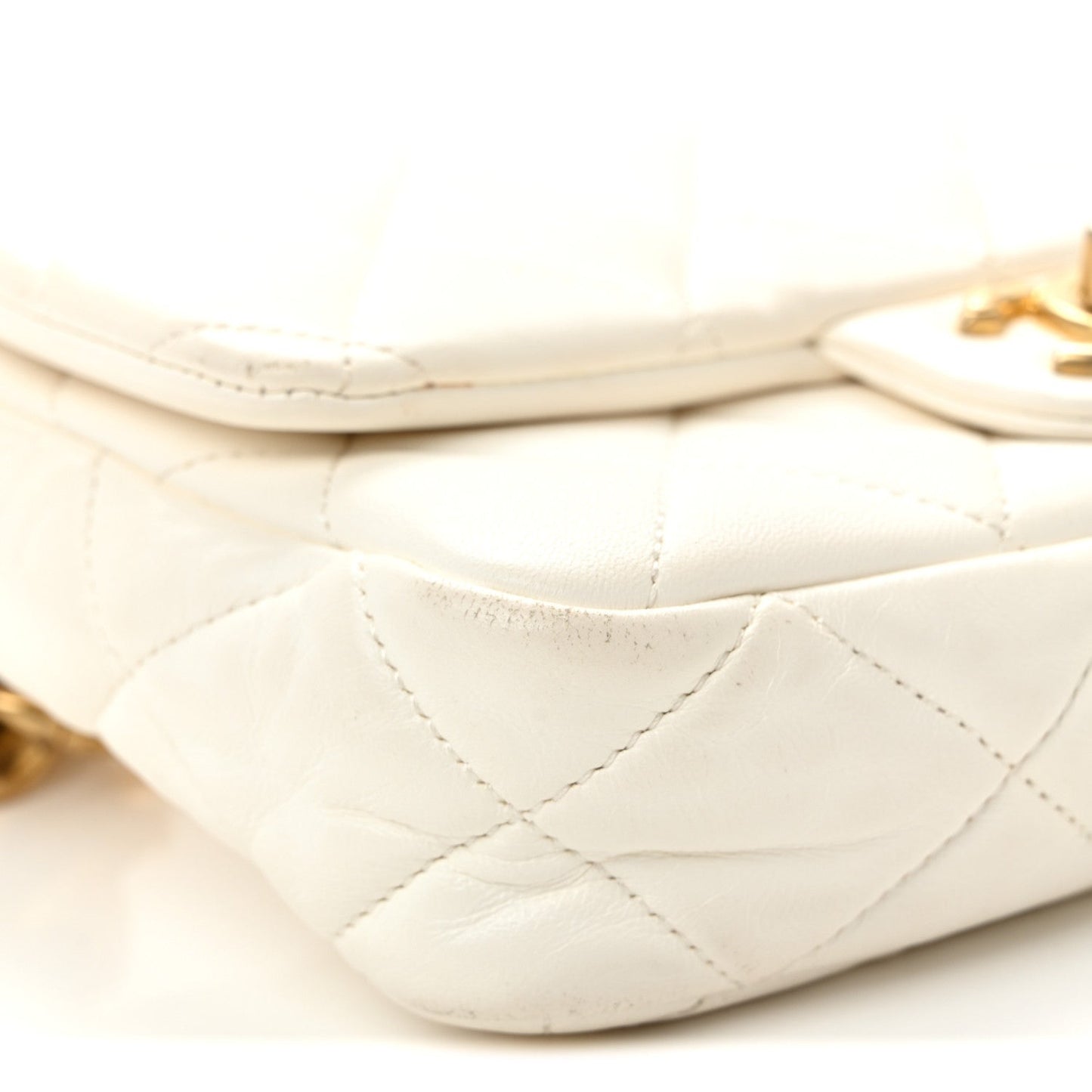 Lambskin Quilted Small CC Funky Town Flap White