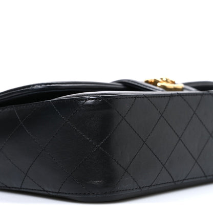 Lambskin Quilted Medium Elegant CC Flap Navy Black