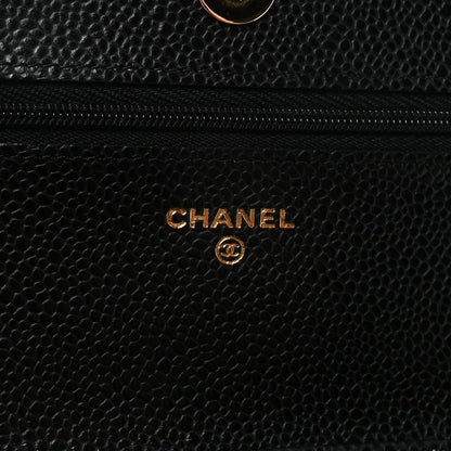 Caviar Quilted Wallet On Chain WOC Black