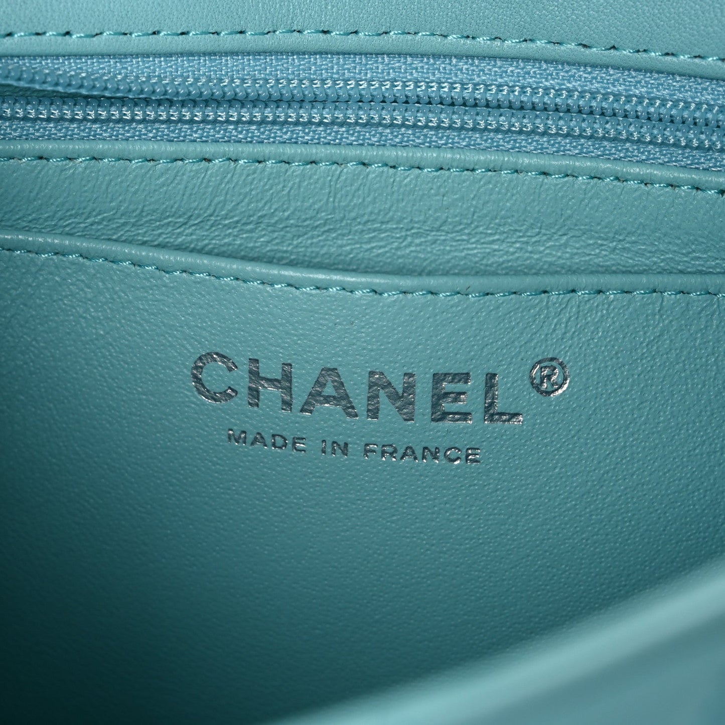 Lambskin Quilted Mini Rectangular Flap Light Blue