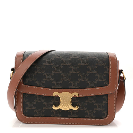 Triomphe Canvas Calfskin Medium Triomphe Bag Tan