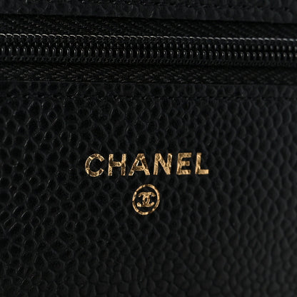 Caviar Quilted Wallet On Chain WOC Black