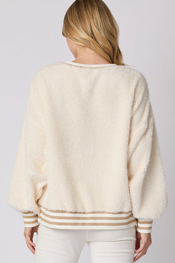 Sudadera de cuello redondo de manga larga con letras navideñas y diamantes de imitación