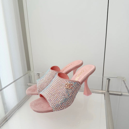 CC 26 Sandal 90 Pink Rhinstone Deer Hide 597376