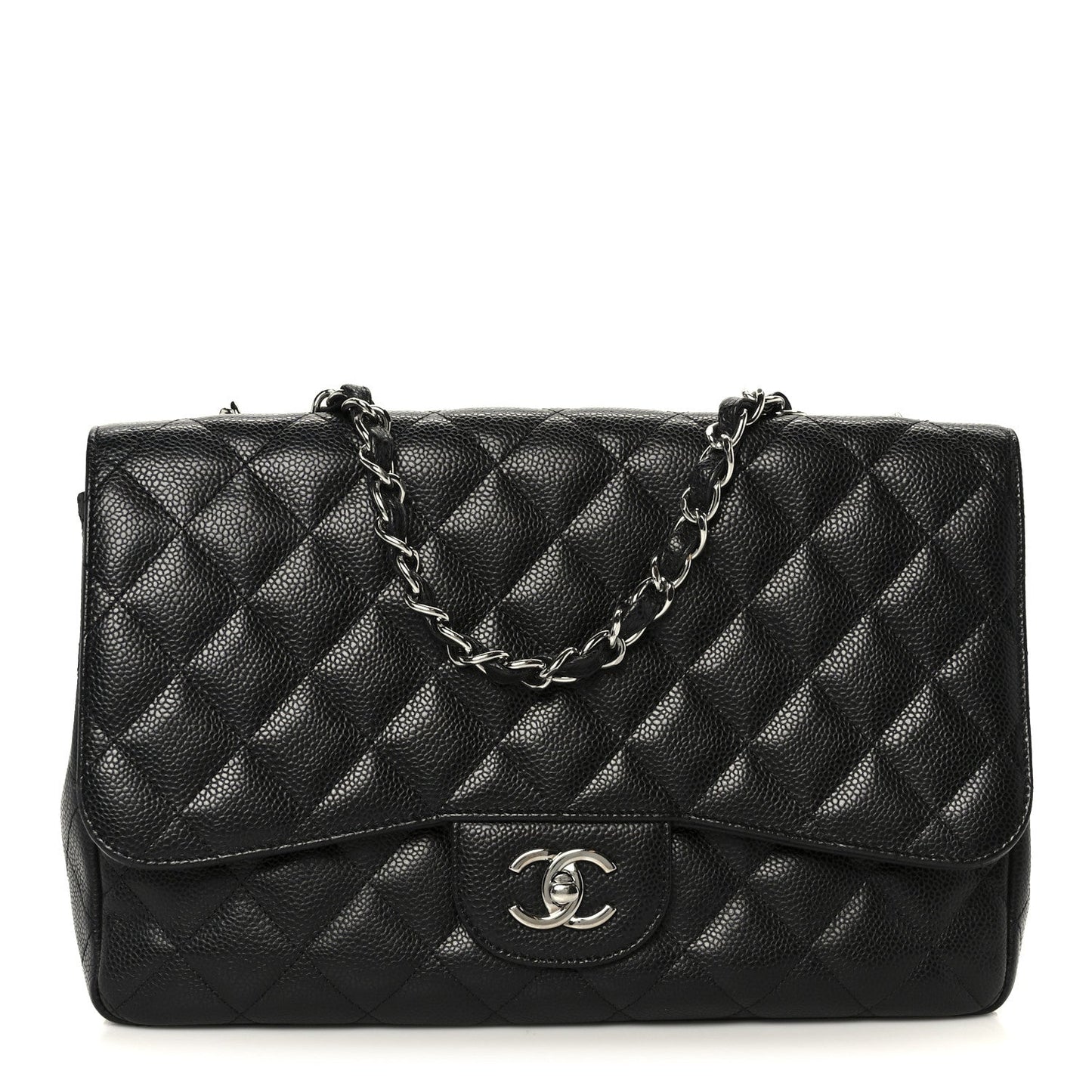 Caviar Quilted Jumbo Double Flap Black