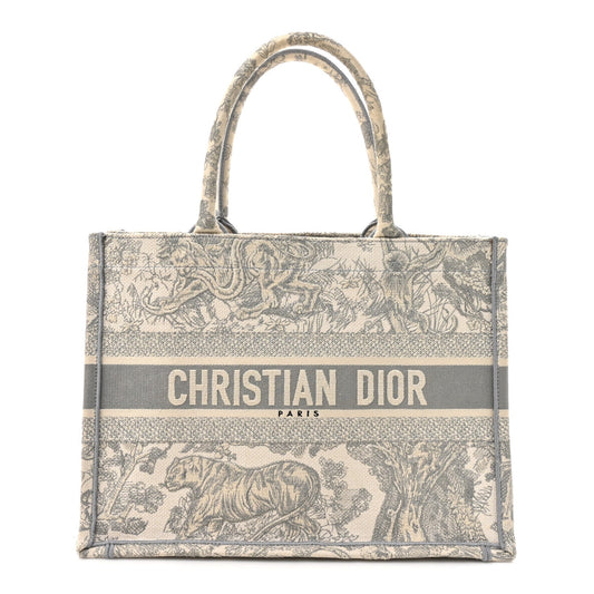 Canvas Embroidered Medium Dioriviera Toile De Jouy Book Tote Gray