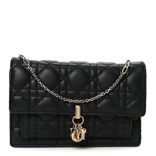 Lambskin Cannage Chain My Dior Daily Chain Pouch Black