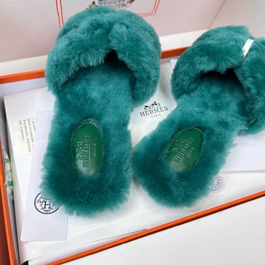 HM Oran Sandal Turquoise Wool Velvet 598192