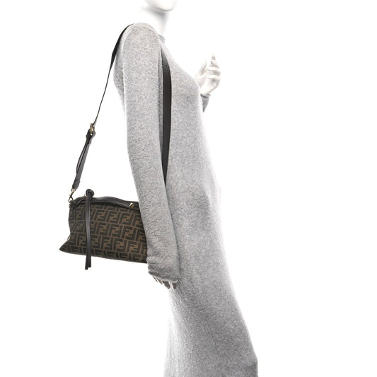 Vitello Grace Jacquard FF Medium By The Way Boston Bag Tobacco Moro Ebano