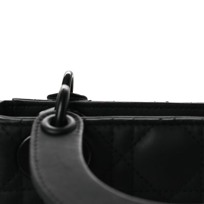 Ultra Matte Calfskin Cannage Mini Lady Dior Black