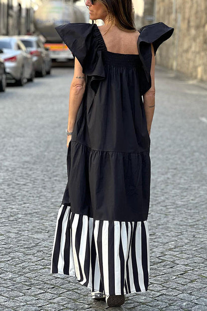 Vestido informal holgado de moda con paneles