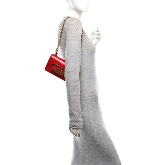 Calfskin J'Adior Chain Flap Bag Red