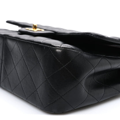 Lambskin Quilted Jumbo Double Flap Black