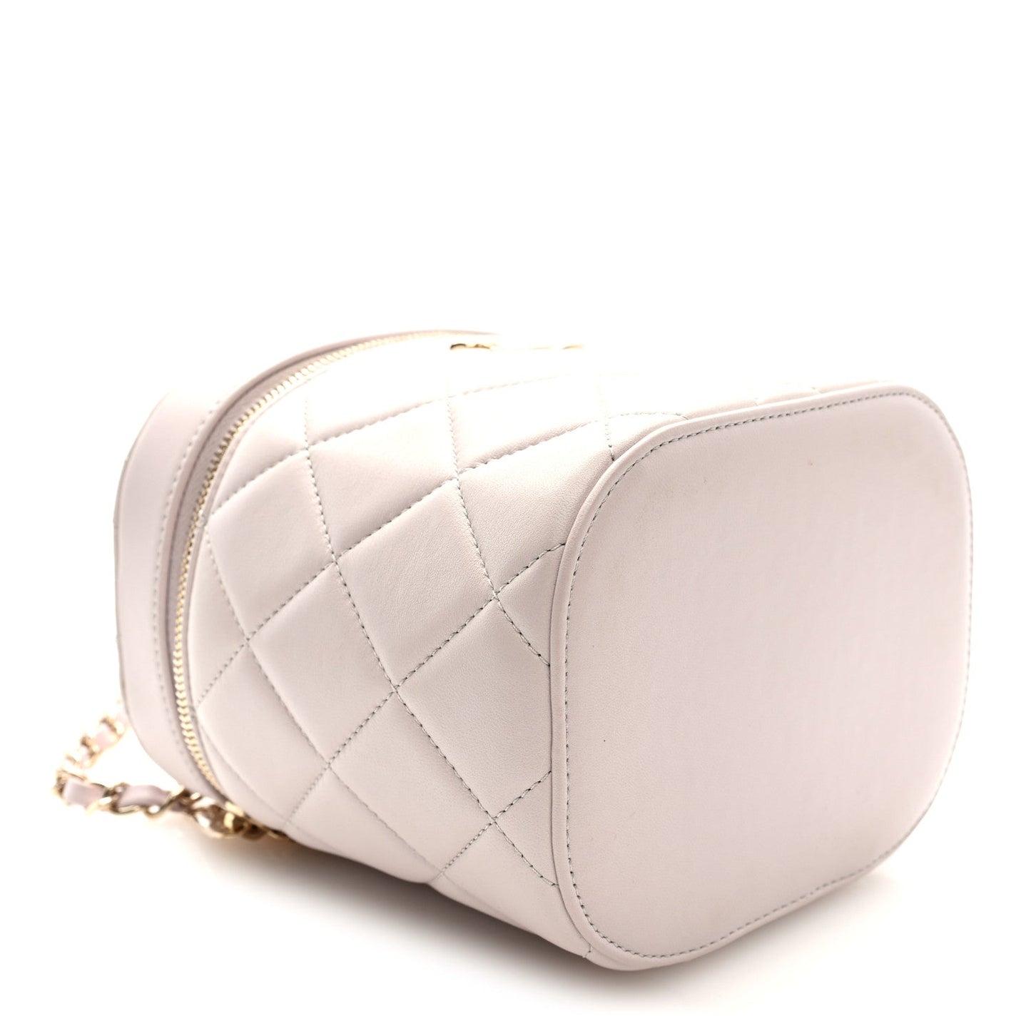 Lambskin Quilted Trendy Vanity Case Lilac