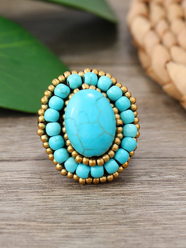 Anillo de tejido turquesa 