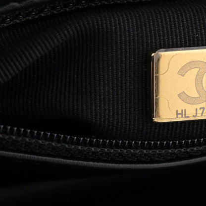 Shiny Aged Calfskin Quilted Nano Kelly Shopper Black