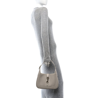 Ancora Calfskin Web Small Jackie Shoulder Bag Light Grey