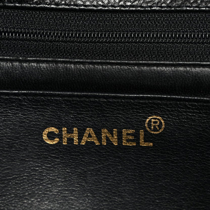 Caviar Vertical Quilted Small Single Flap Black