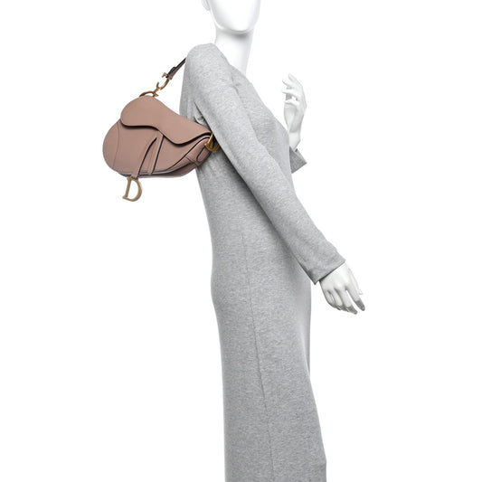 Grained Calfskin Saddle Bag Blush